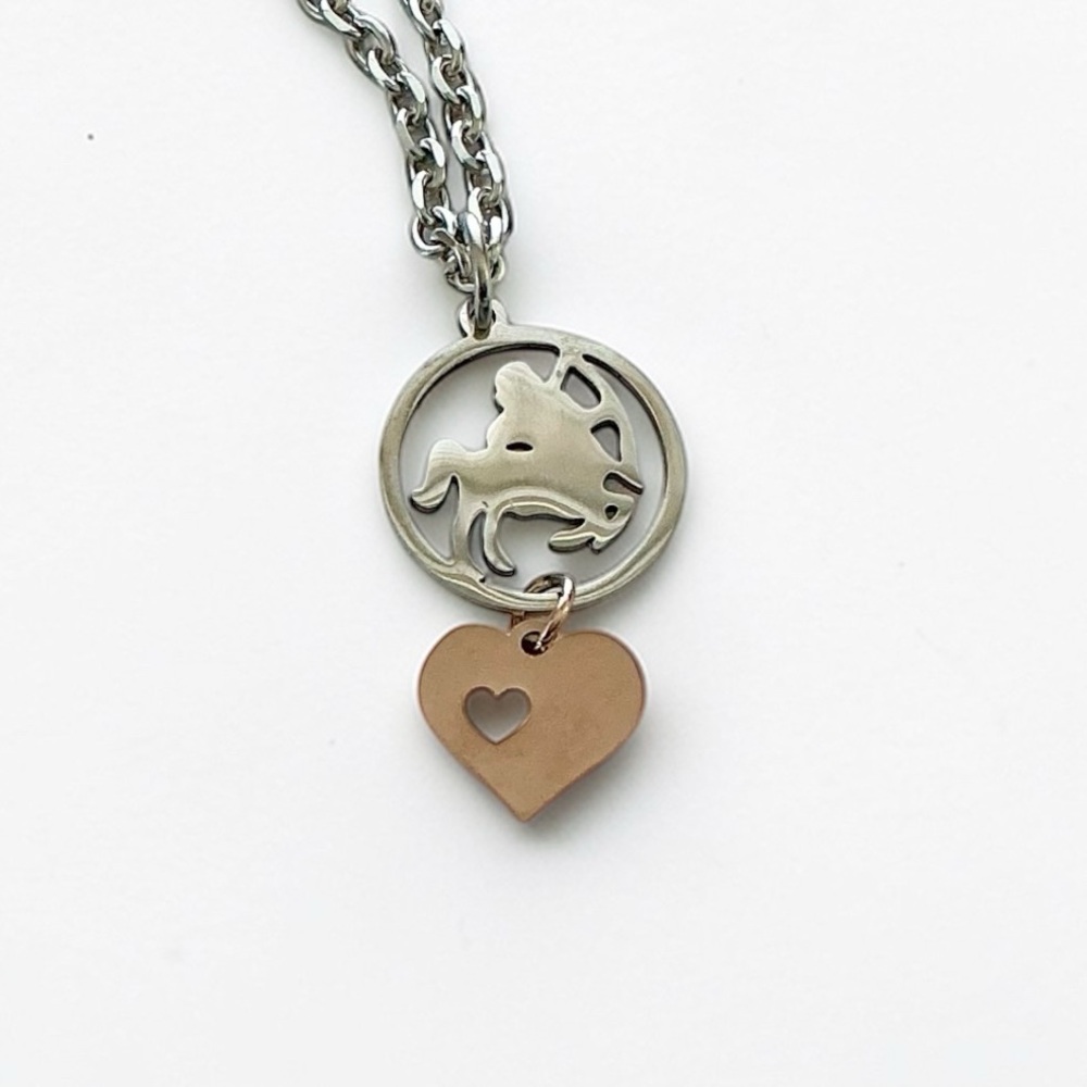 🆕 Sagittarius Zodiac and Heart Pendant Necklace-Stainless Steel